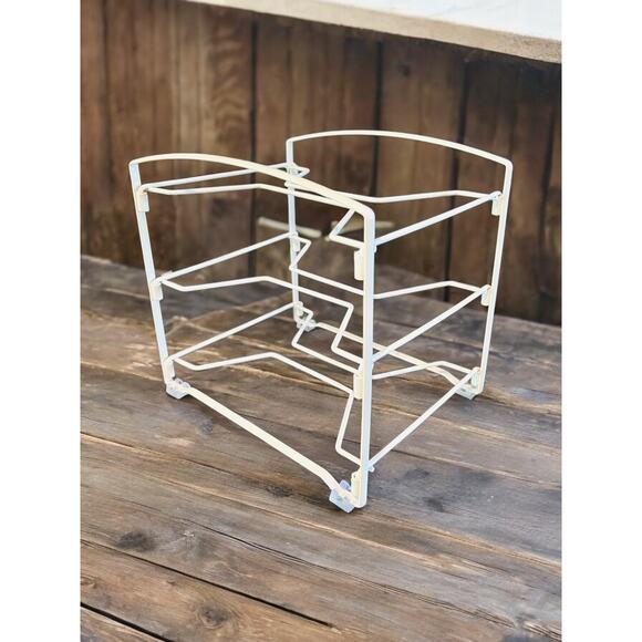 Cabinet Organizer Racks-2 White Coated Metal Stands-Kitchen Spice Wrap Houseware - Picture 3 of 4